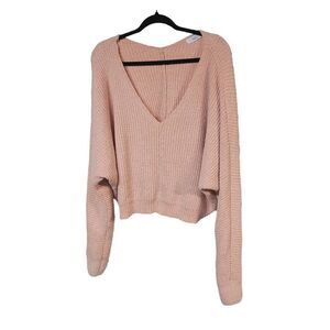 Tallulah square boxy pullover sweater women's L chenille pink ribbed